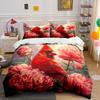 Floral Elegance And Scarlet Beauty Kid'S And Adults' Bedroom Decor, Exquisite Three-Piece Bedding Set Gift
