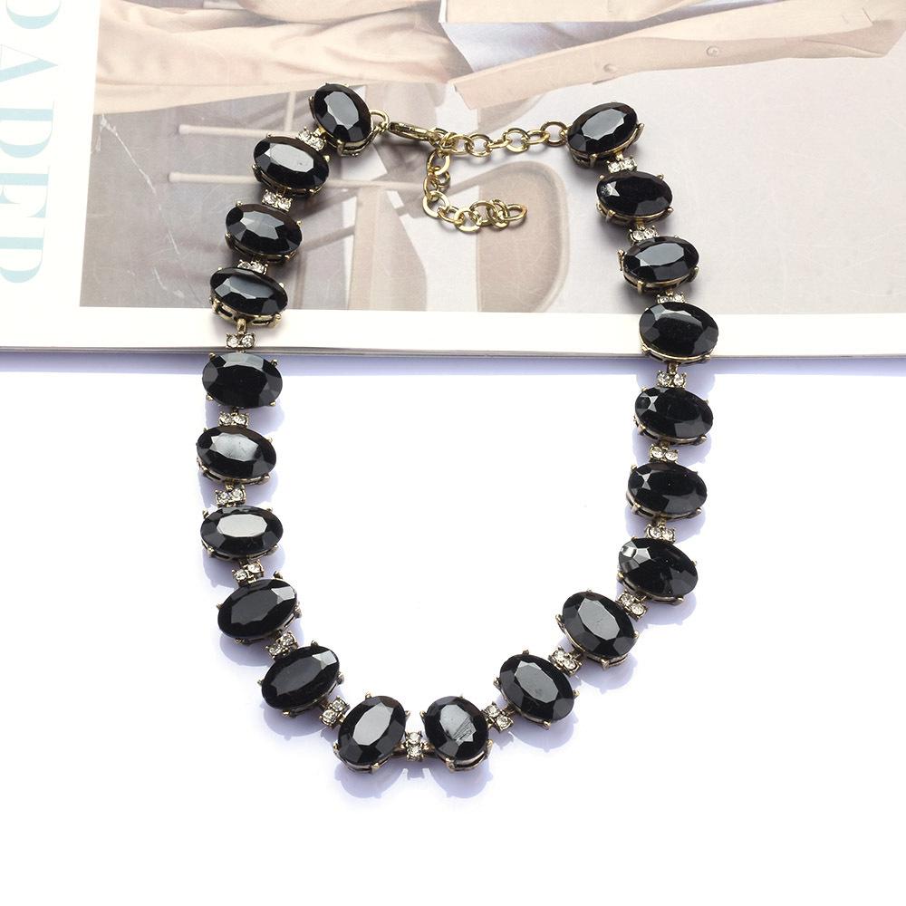 Роскошное вечернее ожерелье с черными кристаллами и драгоценными камнями, короткие аксессуары