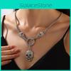 Fashion Women Skull Pendant Necklace With Alloy Material And Water Chain Wave