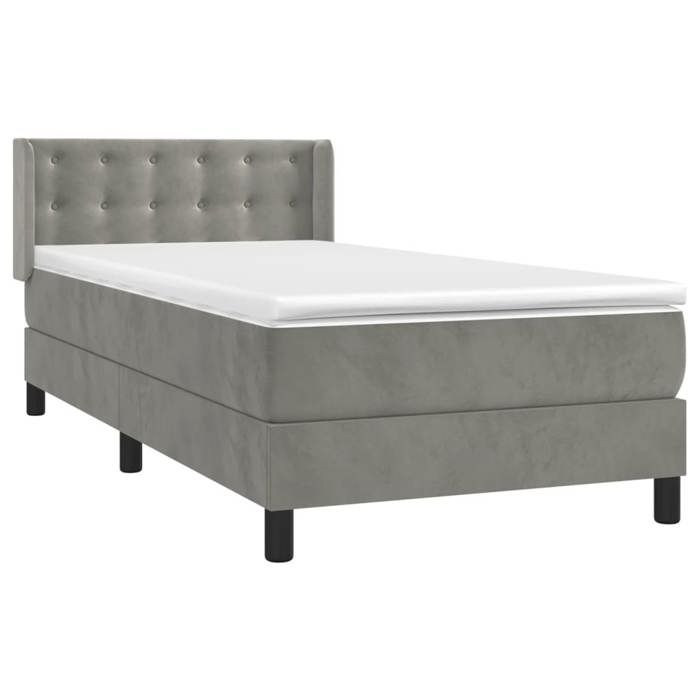 Maison Exclusive - Sommier à lattes de lit et matelas Gris clair 100x200cm Velours