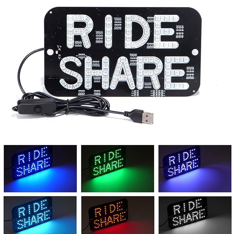 USB RGB RIDE SHARE LED Sign Light, 5-6V Dimmable Taxi Indicator Lamp with On/Off Switch