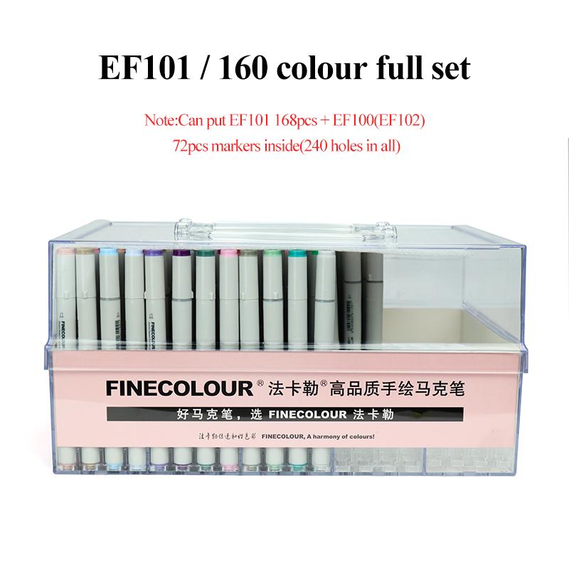Арт-маркер Finecolour / Пластиковый портативный твердый пенал EF100/101/102/103 160/240/480 цветов Двусторонний кисть-долото Спиртовой Масляный маркер