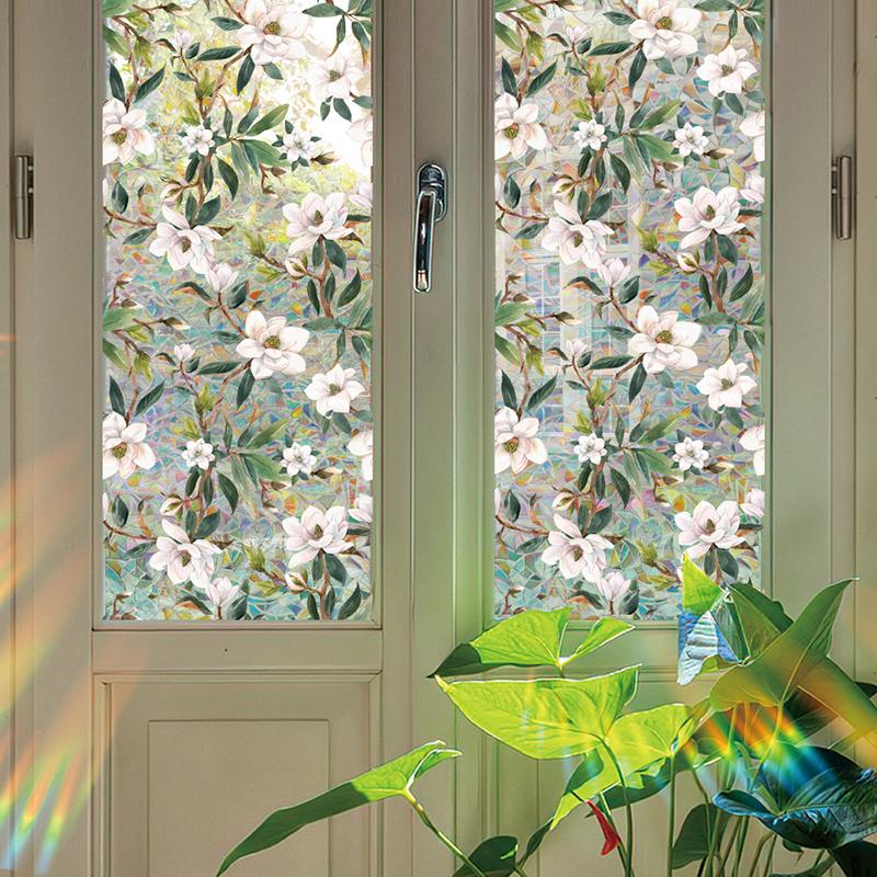 Colorful Rainbow Bird Pattern Prismatic Window Film Reusable No-Adhesive Static Cling Rainbow Sun Catcher Decal For Home Decor