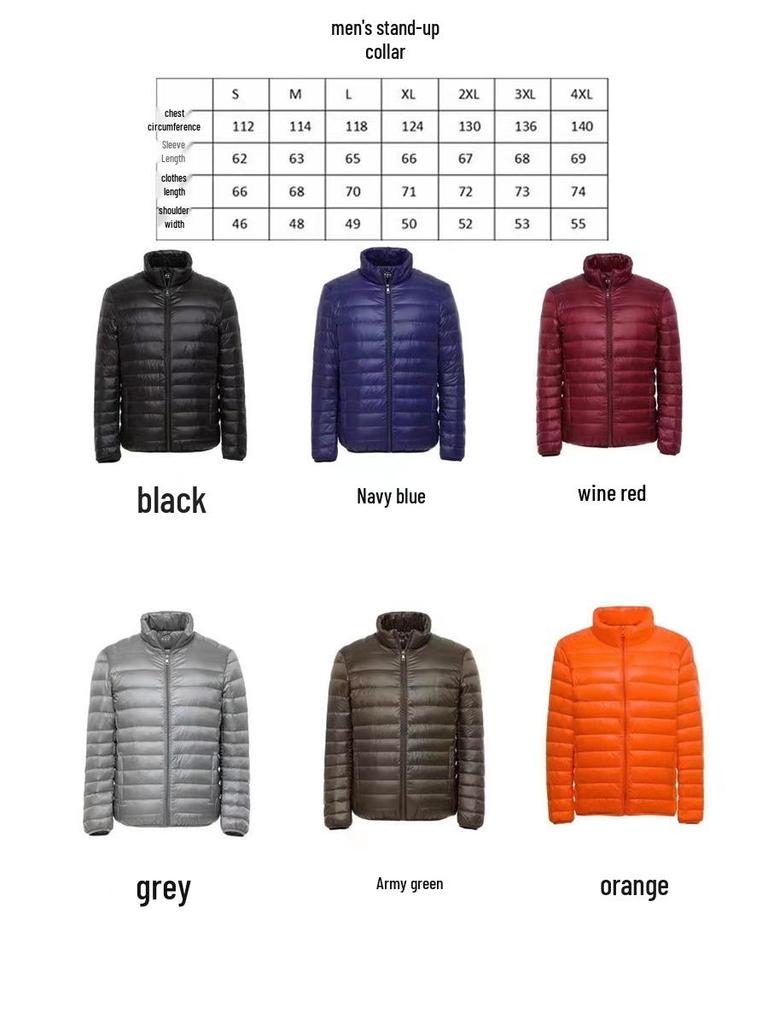 Мужская легкая пуховая куртка приталенного силуэта: Воротник-стойка, Коллекция Осень/Зима, Доступны большие размеры.