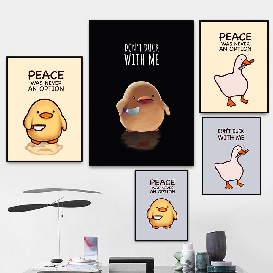 Не утка со мной мир утка гусь креативный модный постер настенные художественные фотографии современный холст с принтом забавные животные фреска гостиная украшение дома