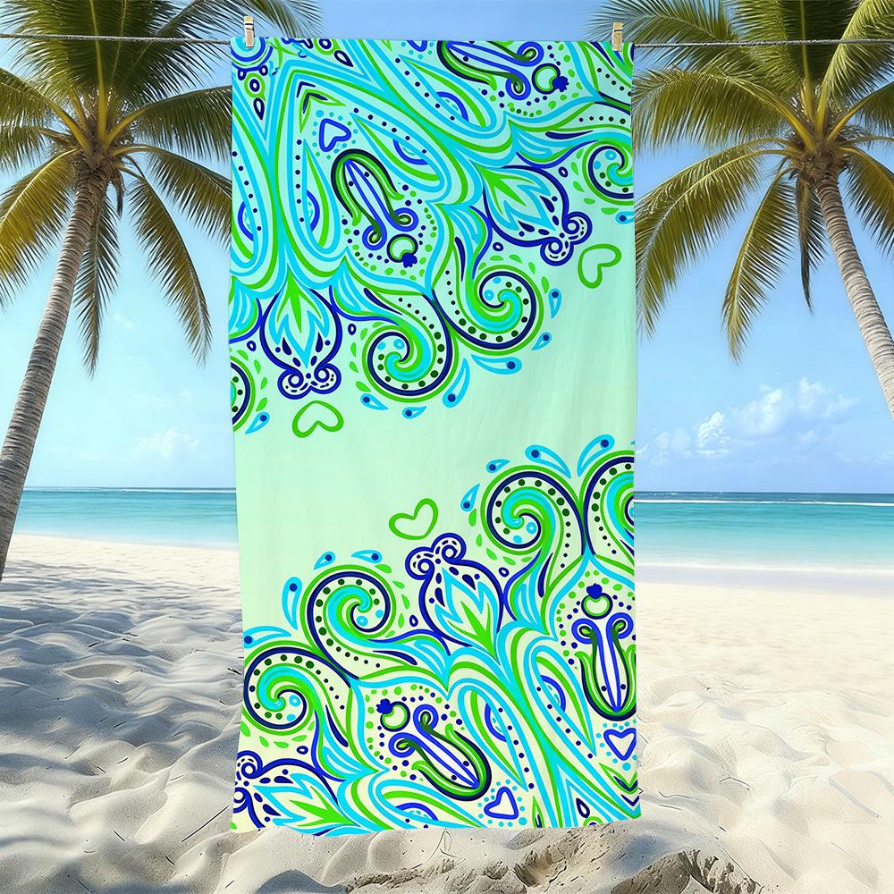 Seaside Microfiber Beach Towel, Water-Absorbing Quick-Drying Double-Sided Velvet Printed Bath Towel