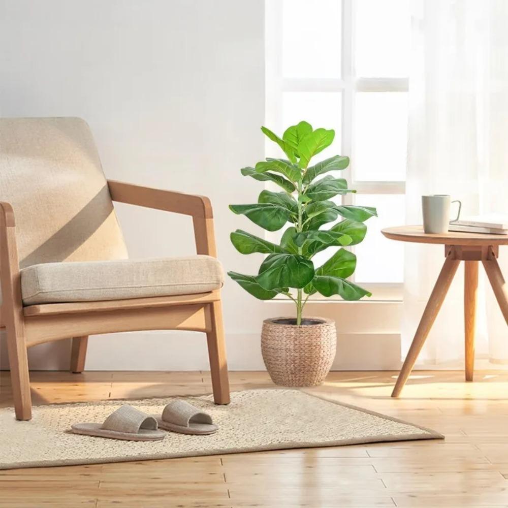 Large Fake Ficus Tree Plastic Faux Ficus Lyrata Plant  Outdoor Indoor Decor