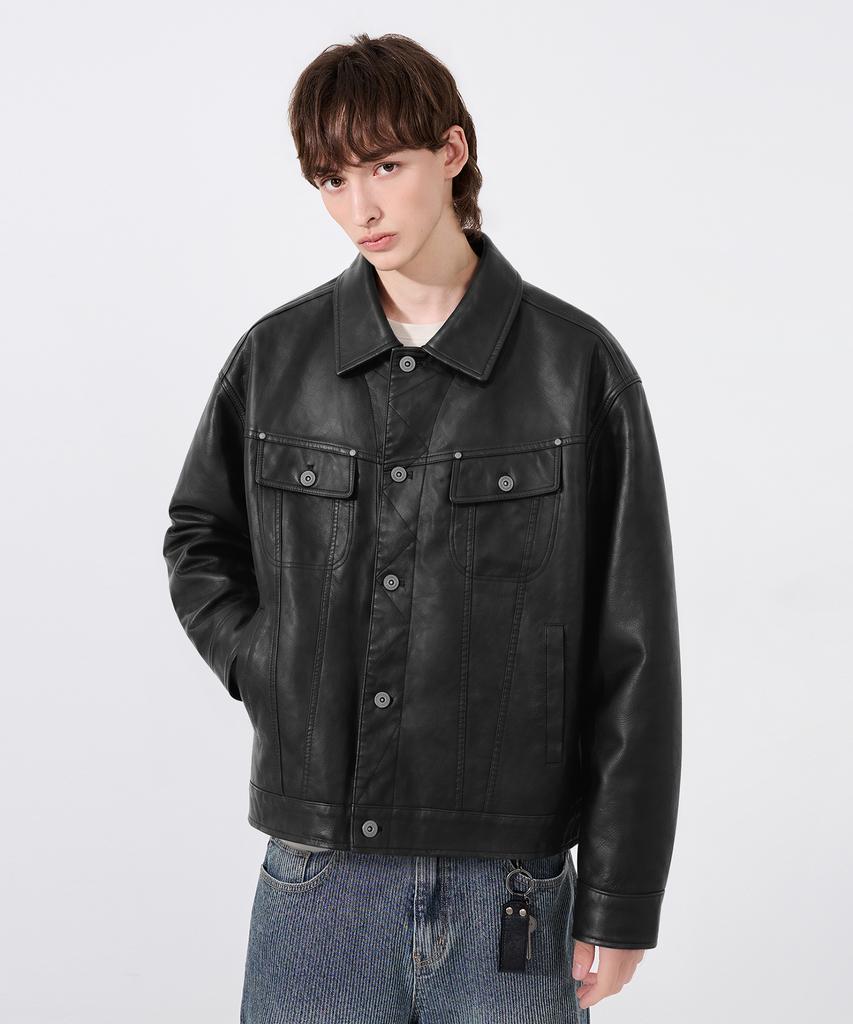 Куртка-косуха DIMITRI BLACK из искусственной кожи_2 цвета