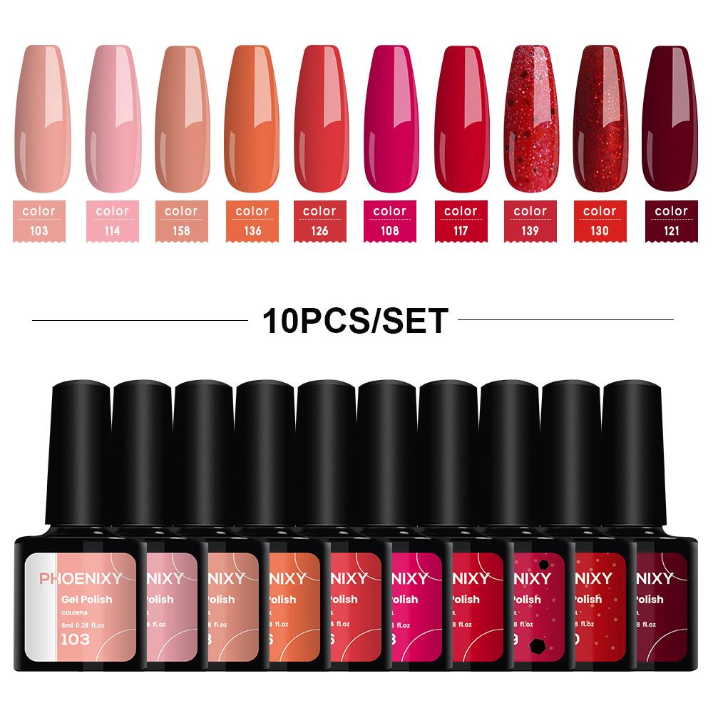 PHOENIXY 111 Colors of Gel Nail Polish Bright and Colorful Gel Lacquer for UV Gel Nails Soak-off UV LED Semi-Permanent Gel Varnishes