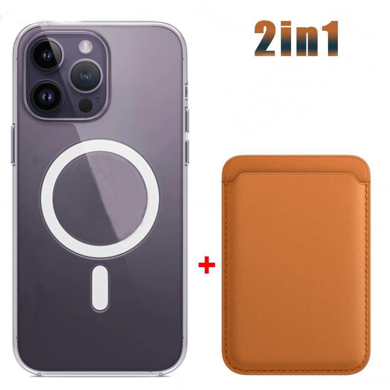 Магнитный чехол 2 в 1 для держателя карты Magsafe для iPhone 15 14 13 12 11 Pro XS Max X XR 8 Plus SE, аксессуары для беспроводной зарядки
