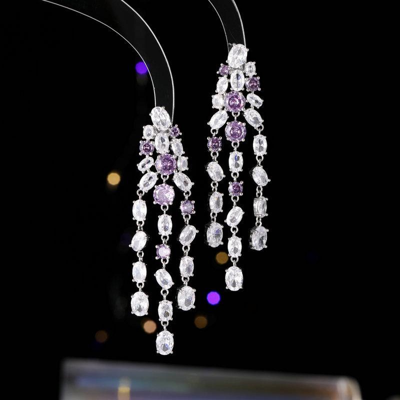 Легкие роскошные модные серьги высокого класса для банкета, вечернего платья, свадебного платья с длинными модифицированными серьгами с бахромой на лице