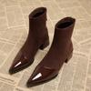 Spring and Autumn High Quality Womens Low Heel Party Boots 2024 Selling New Style Women's Sexy Pointed Solid Color Fashion Boots