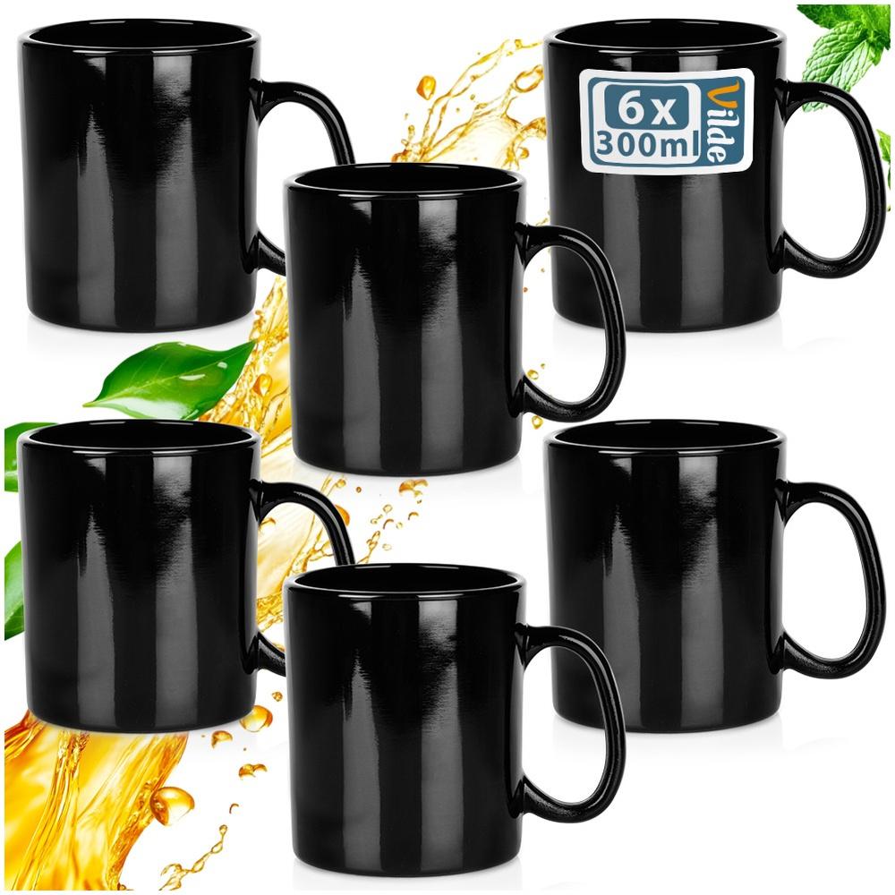 Black glass cups 300 ml 6 pcs.