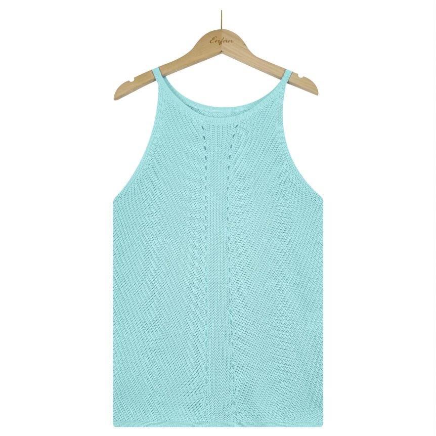 Летний женский свободный вязаный жилет с открытой шеей, сексуальный топ-майка, женский жилет