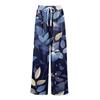 Women's Loose Casual Floral Print Wide Leg Pants With Elastic Waist Drawstring And Pocket Pants