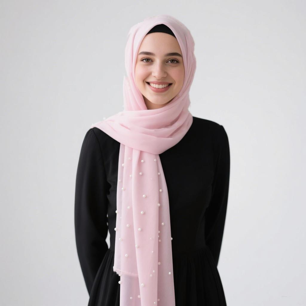 Pearls Tr Cotton Hijab Scarf Woman Muslim Hijabs Shawl Solid Color Headband Lady Fashion Long Wraps Female Turban Headscarf