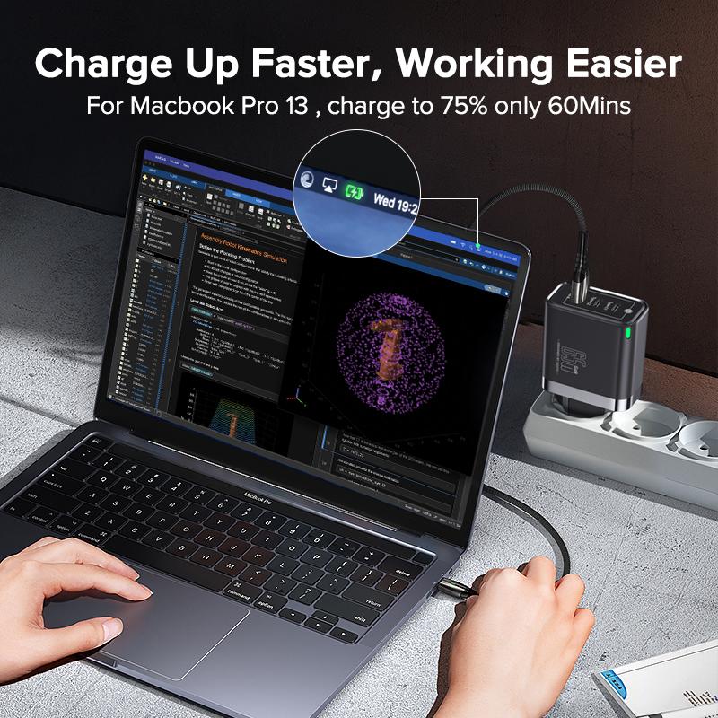 QOOVI Зарядное устройство GaN 65 Вт, USB Type C, быстрая зарядка, адаптер быстрой зарядки 4,0, зарядное устройство USB-C PD для Samsung Xiaomi Macbook iPhone ipad