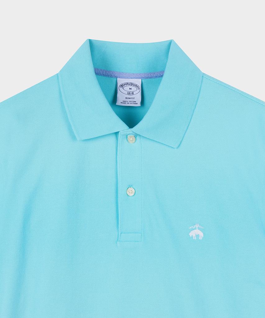 BROOKS BROTHERS Cotton Pique Solid Short Sleeve Polo (Blue) (Bbntmf9578Mfm)