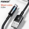 FONKEN Короткий USB-кабель для зарядки 25 см. Кабель Micro USB Type C для iPhone Huawei Android 2.4A. Кабель для зарядки аккумулятора с быстрой зарядкой и световым индикатором.