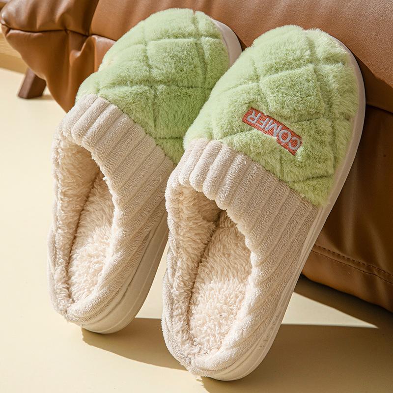 Winter 2024 Plush Cotton Slippers for Men and Women Indoor Warm Fur Home Footwear Autumn and Winter Comfort