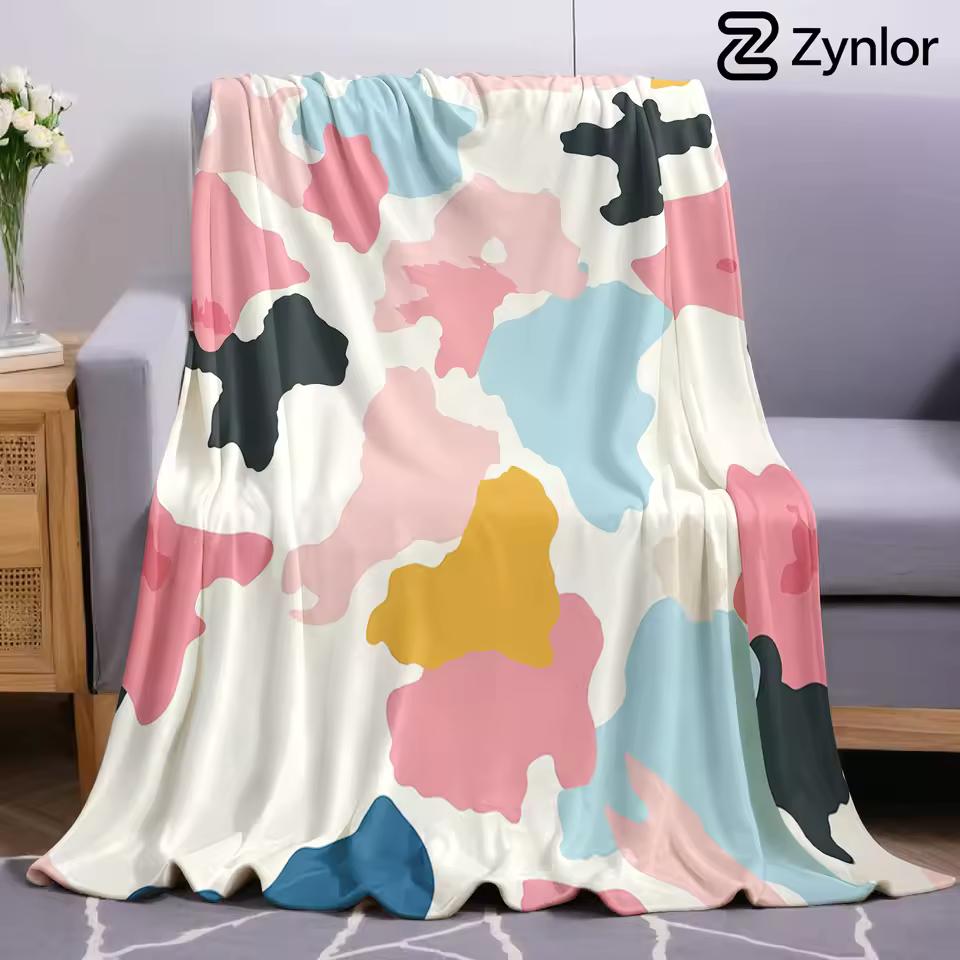Pastel Cow Ultra Soft Sherpa Fleece Blanket Fluffy Warm Halloween Cozy Throw for Sofa Couch Bedroom Gift All season