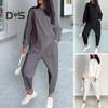 2 Pcs/Set Fall Spring Women Top Pants Set Long Sleeves O Neck Irregular T-shirt Elastic Waist Trousers with Side Pockets OL Commuting Sport Pantsuit