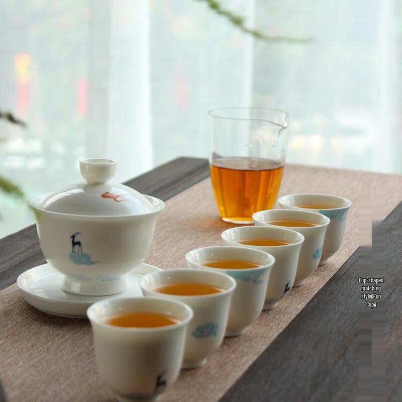 Shangqi Nine-Color Deer White Porcelain Teacup