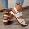 Модные Легкие Высокие Каблуки Женские Сандалии Лето 2025 Белые Сандалии на Платформе с Ремешком на Щиколотке Женская Мода Массивный Каблук Римские Сандалии