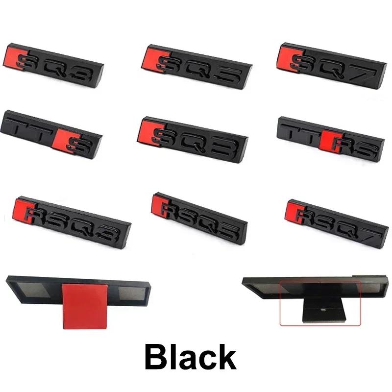 ABS Car Styling Front Grille Emblem Badge for Hot SQ3 SQ5 SQ7 SQ8 RSQ3 RSQ5 RSQ7 TTS TTRS Black Logo Auto Retrofit Accessories