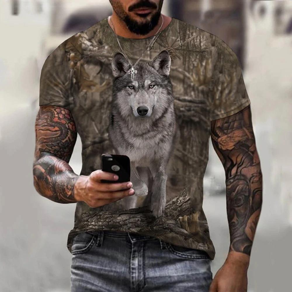 Камуфляж Охота на кабана Животные Футболки Мужские Женские 3D Печать Короткий рукав Топы Уличный Повседневный Харадзюку Оверсайз Мужская Одежда