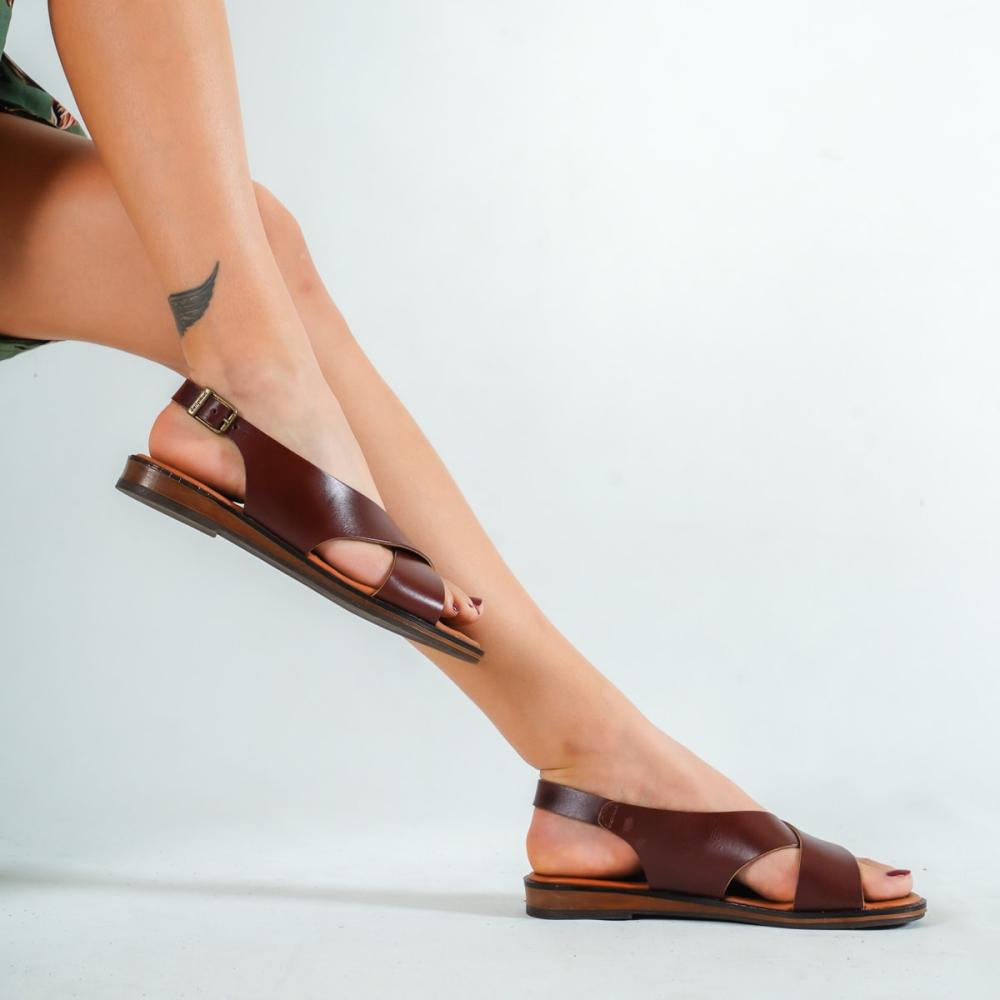 Коричневые женские кожаные сандалии из натуральной кожи