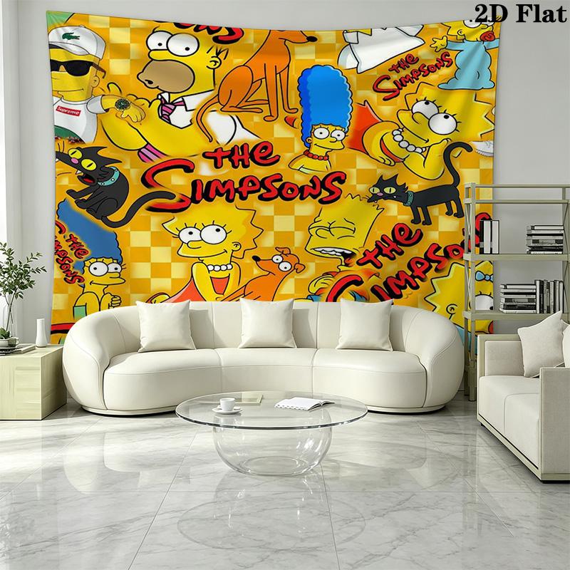 Simpsons Family Wall Tapestry Aesthetic Wall Hanging Printed Fabric Blanket Decorative Tapestries for Bedroom Living Room Home Decor