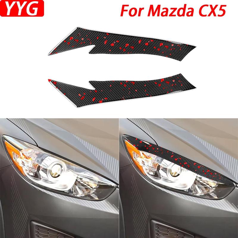 For Mazda CX5 2013-2016 Carbon Fiber Front Headlight Eyelid Eyebrow Cover Decorative Car Decoration Styling Accessories Sticker