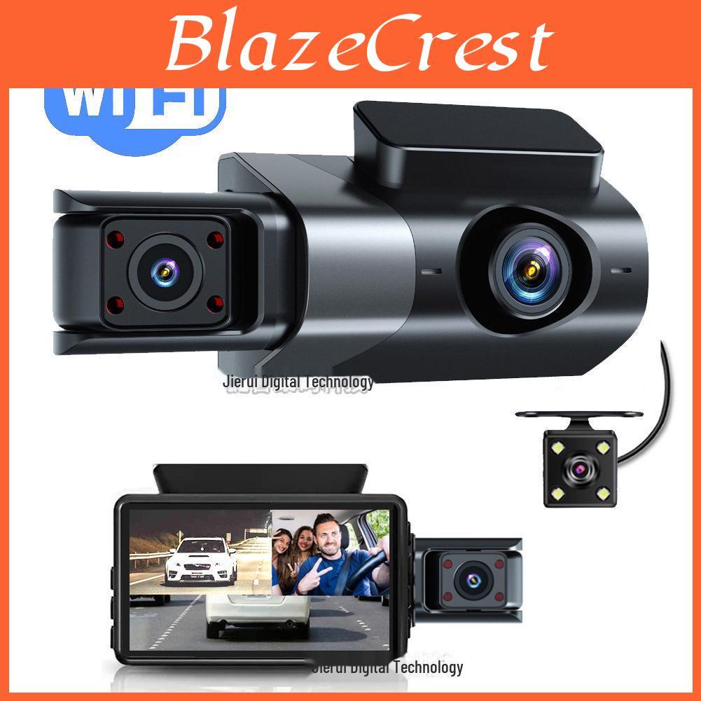 Vision Night 3inch Wifi Hd Dash Cam With Triplelens For Front Interior And Rear Recording