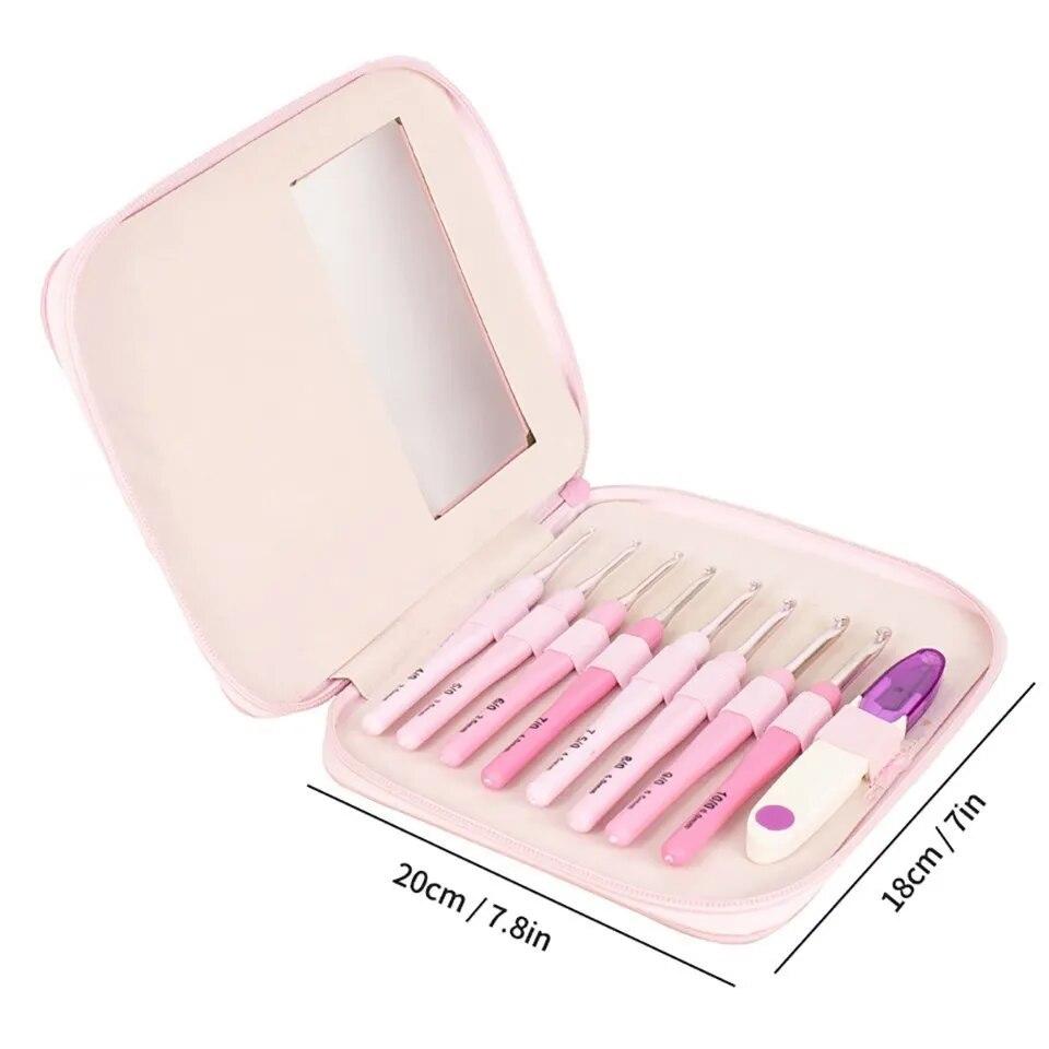 8Pcs Crochet Hook Kit 2.5-6mm Soft Handle Aluminum Alloy Hooks Set With 8 Sizes For DIY Crafts Knitting Crocheting Supplies