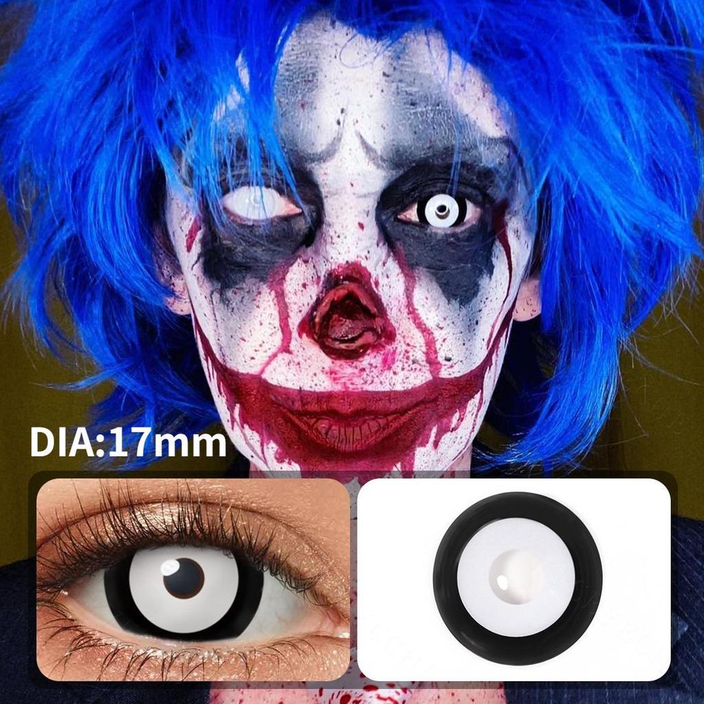 Pseyeche17MM Черно-белые мини-линзы для склеры Зомби Косплей Контактные линзы для глаз Хэллоуин Страшные глазные контакты для маскарада