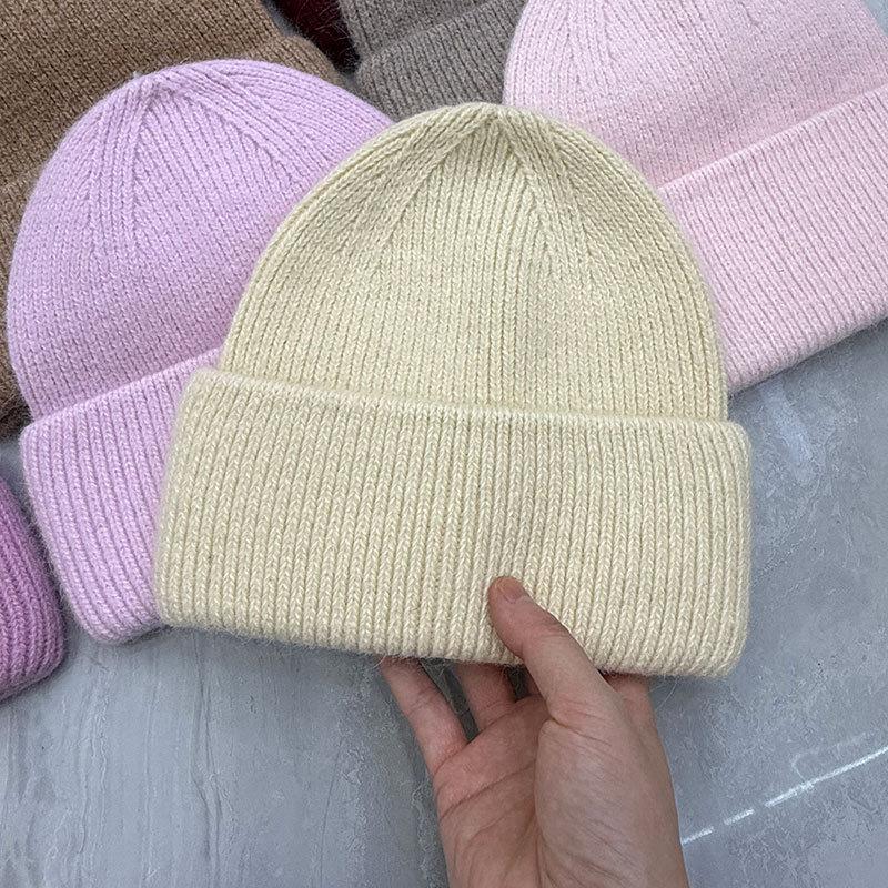 Hat Women's Autumn and Winter Wool Hat Casual Warm Versatile ins Knitted Hat Solid Color Light Board Cold Hat Men's Trend