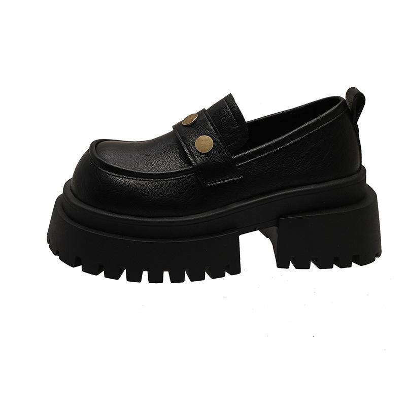 Thick-soled Heightening One-pedal Loafers Children's 2025 Spring New Versatile Leather Women's Shoes British Style Small Leather Shoes