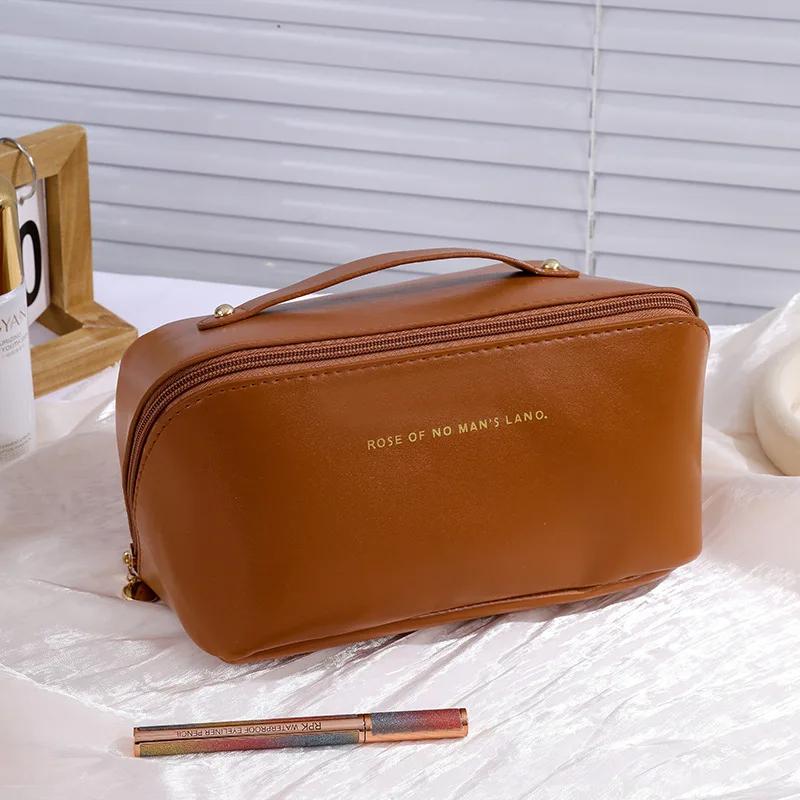 Mens Business Travel Bag Zipper Makeup Bags PU Leather Travel toiletry bag Cosmetics Organizer Storage Pouch Large Capacity