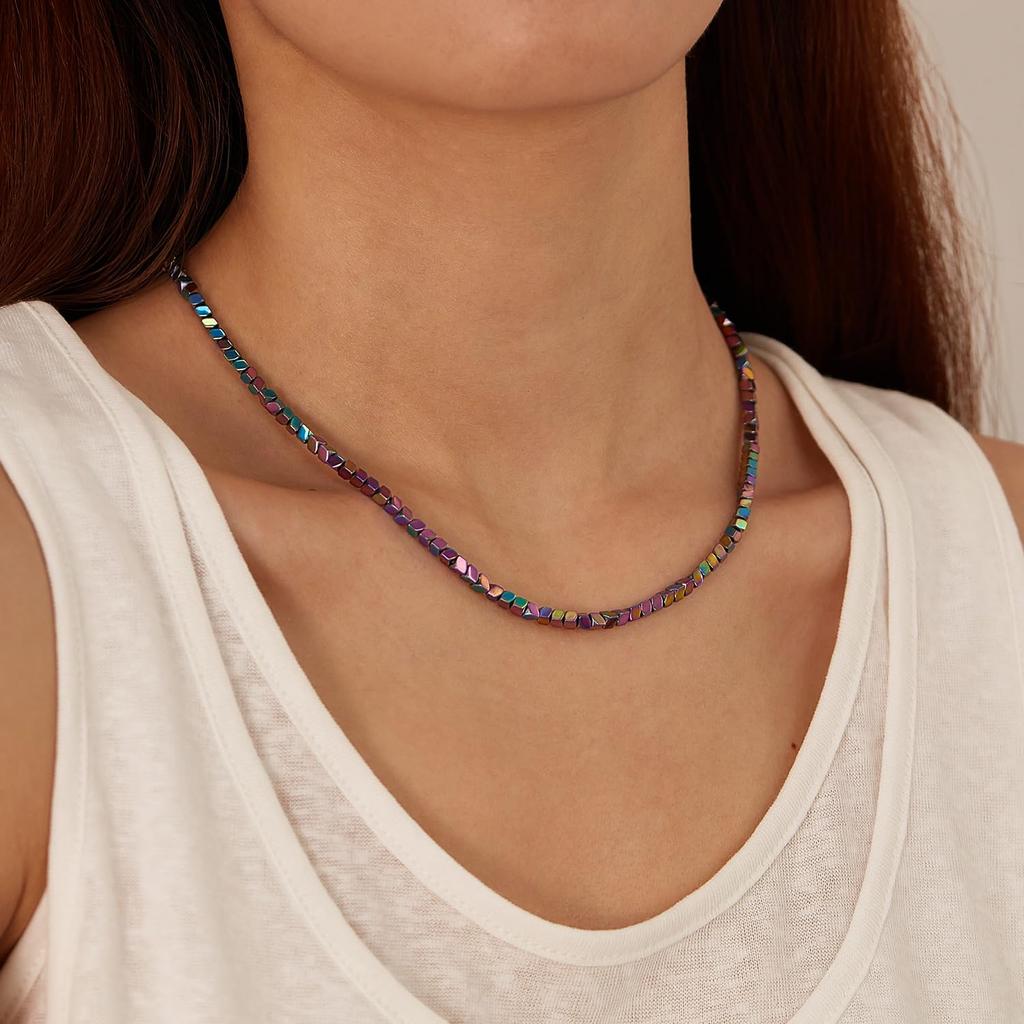 Ожерелье Красочные Гематитовые Бусины Простой Стильный Регулируемый Подарок для Женщин [Deelfel] Женский