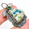 Natural K2 Blue Azurite,Diopside Gemstone 925 Sterling Silver Pendant 1.89" V4y69