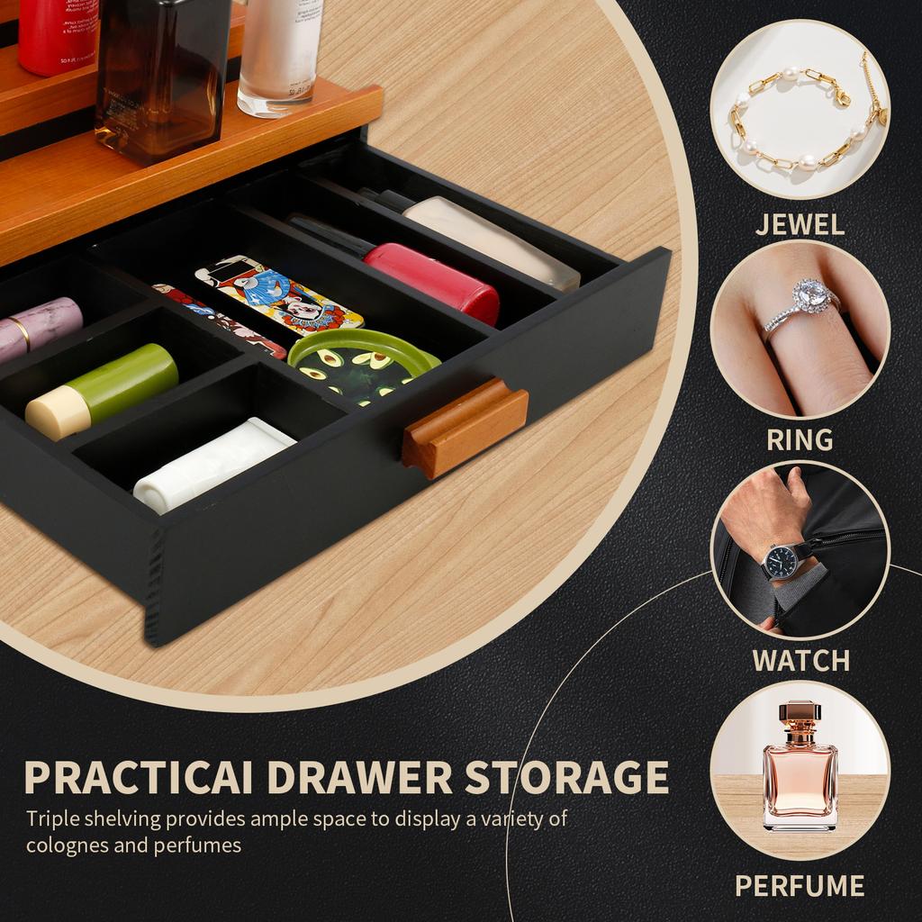 Деревянная стойка для духов, 3-х уровневый органайзер для одеколона с ящиком для хранения, многоцелевой домашний держатель для хранения косметики и ювелирных изделий
