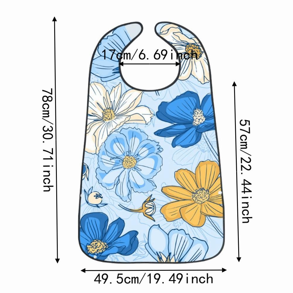 Floral print Feeding Bibs Reusable Dining Bibs Elderly Care Protection Adult Bibs Elderly Care