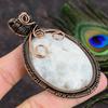 Радужный лунный камень Ручная работа Медная проволока Обертка Ювелирный кулон 3.15 i7c60