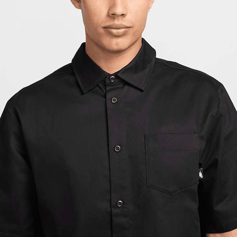 Nike Solid Color Polo Casual Sports Short Sleeve Shirt Men Shirts Black DX0899-010