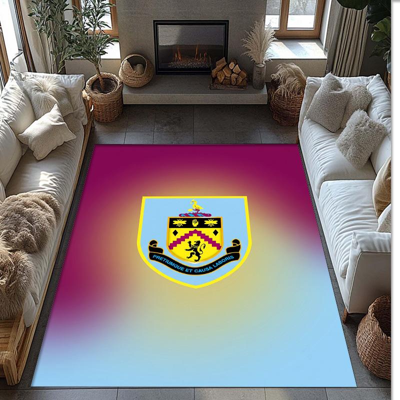 Burnley Football Print Crystal Velvet Rug, Comfortable Water Absorbent Non Slip Indoor Floor Carpet