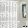 Modern Bathroom Waterproof Transparent Flower Shower Curtain PEVA Plastic Hook Bathroom Curtain