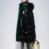 Women Winter Hooded Contrast Color Big Pocket Glossy Windproof Warm Coat Puffer Jacket Cotton Padded Parkas Overcoat