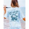Women's Summer Sheep Printed Round Neck Drop Shoulder Loose Casual T-Shirt He Left The 99 TO FIND ME