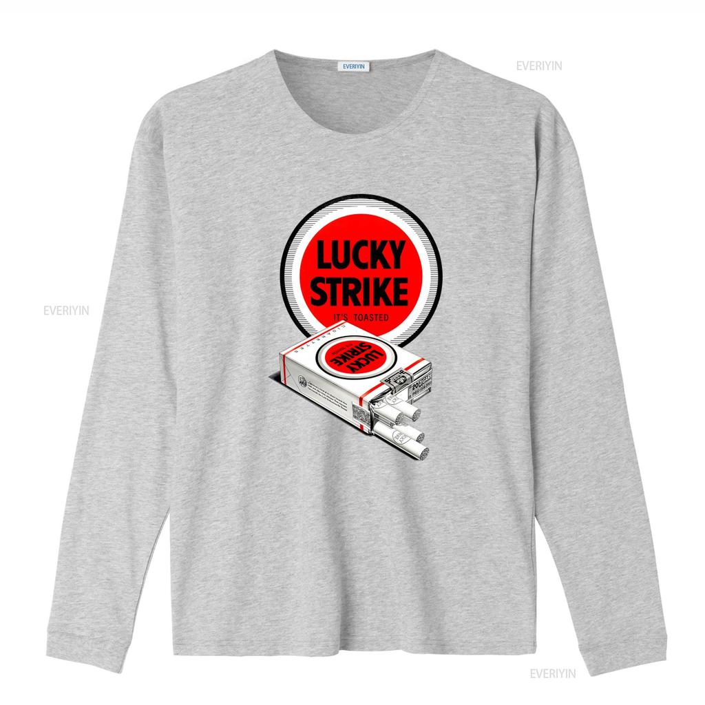 Футболка Lucky Strike в ретро-стиле с винтажным принтом Модная винтажная стирка Графическая Мягкая Повседневная Унисекс Удобная
